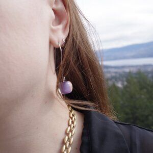 Hand Blown Glass From Italy Dangle Earrings Silver 925 Stamped